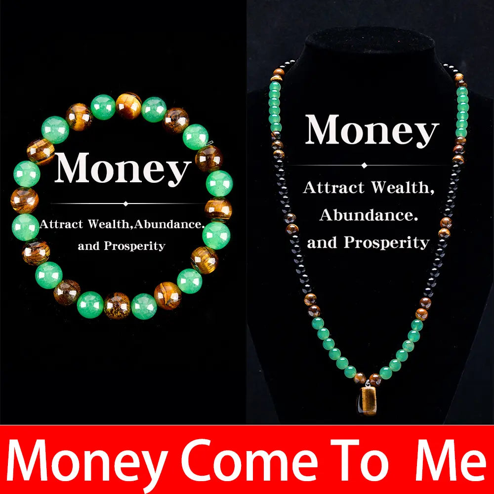1pc Arpurraina Money Attraction Bracelet with Green Aventurine & Tiger Eye - blue friendship bracelet beaded jewelry protection bracelet encouragement gift fashion artificial bracelet of the day Colorblock Beaded Crystal Bracelet