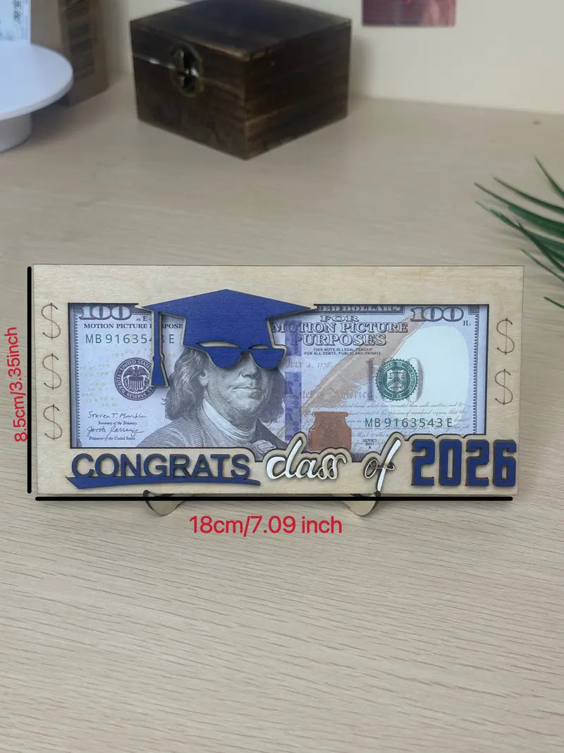 Graduation 2026 Money Holder-Unique Wooden Cash Gift Box for Class of 2026, Creative Graduation Gift for Seniors
