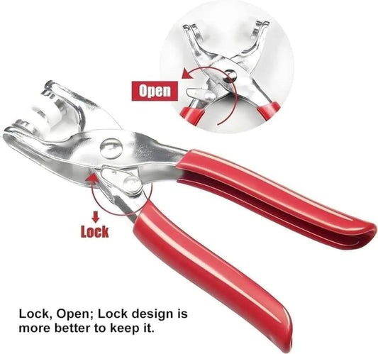 Including 100pcs Invisible Colored Metal Buckle & 1 Count Manual Pressure Pliers,Household Sewing Accessories for DIY Handicraft Clothing & Hat,Buttons & Pliers Tool Kit,Seamless Stitching Sewing Kit Tools,Sewing Supplies Crafts.